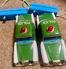Bandai Green Vintage Showa Vintage Tin Police Vehicle Car Set of 2 Made in Japan