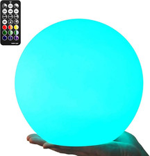 8-Inch LED Night Light Ball: 16 RGB Colors and Dimmable Globe Light with Remote,