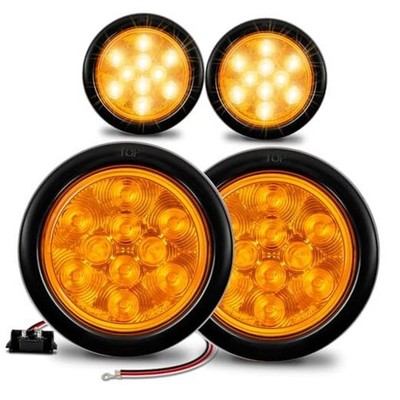 TRUE MODS 4pc 4'' Round 10 LED Trailer Tail Lights [DOT FMVSS 108] 4 Pack Amber