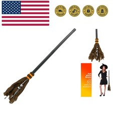 Witch Broomstick Costume Accessories - Realistic Wizard Flying Felt Broom Sti...