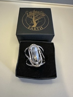 Enchanting Earth Blue Smoke Quartz .925 Sterling Silver Adjustable Ring