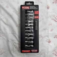 Icon 1/4"drive Metric 11 Piece Set Universal Joint Shallow Socket / Ships Fast!