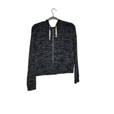 American Eagle Dark Heather Grey Knit Lightweight Cropped Hoodie Size Medium