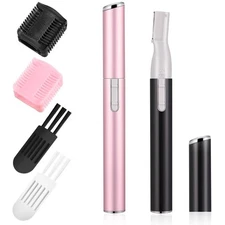 Chumia 2 Pcs Electric Eyebrow Trimmer Women Precision Face Razors Pink, Black 