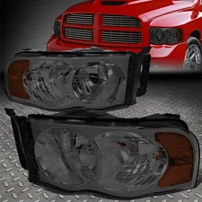 FOR 02-05 DODGE RAM 1500 2500 3500 SMOKED LENS AMBER CORNER HEADLIGHT LAMPS