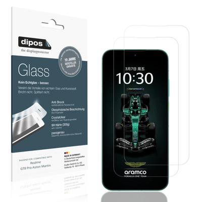 2x Schutzfolie für Realme GT8 Pro Aston Martin - Anti-Shock 9H Folie dipos