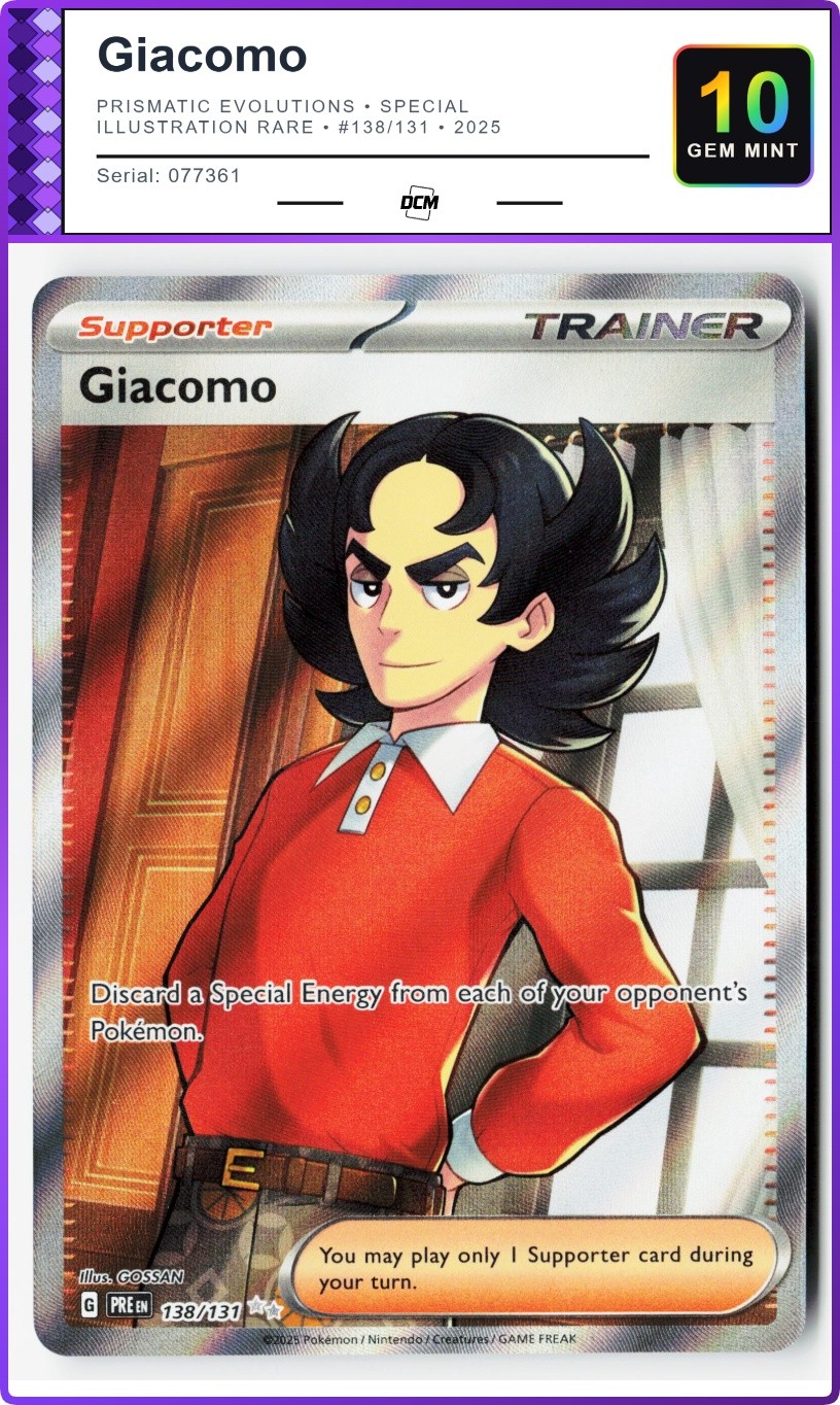 Giacomo Prismatic Evolutions #138/131 Parallel / Insert Variant Pokemon DCM 10