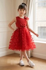 Red Tulle Overlay Easter Pagent Church Party Butterfly Dress Size 6-7