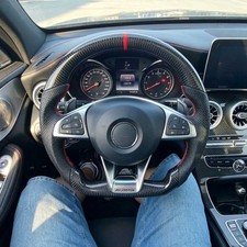 Real Carbon Fiber Steering Wheel Fit Benz W205 CLA45 C63 E63 G63 AMG 2016-2018