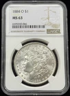 NGC MS63 1884-O US Morgan One Dollar Silver Coin S$1-066