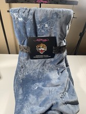 Ed Hardy Throw Blanket Tiger Solid Color Blue Skull Wings Cards Dice NWT
