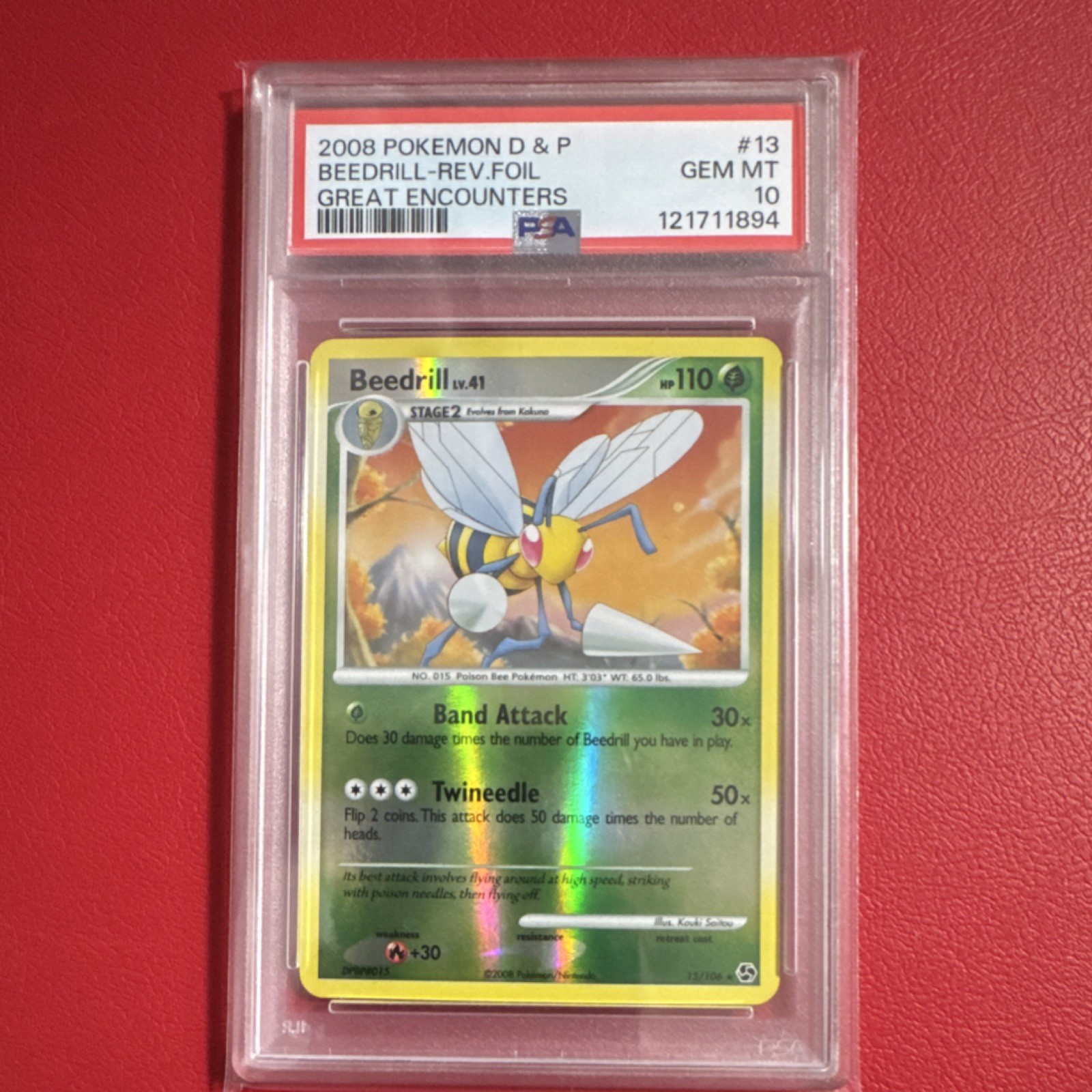 Pokémon TCG Beedrill 13/106 Great Encounters Reverse Holo Rare PSA 10 2008 POP 5