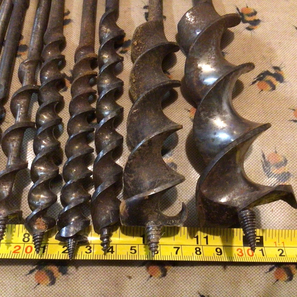 18 x vintage Carpentry Auger/Hand Brace Drill Bits - Image 2 of 4