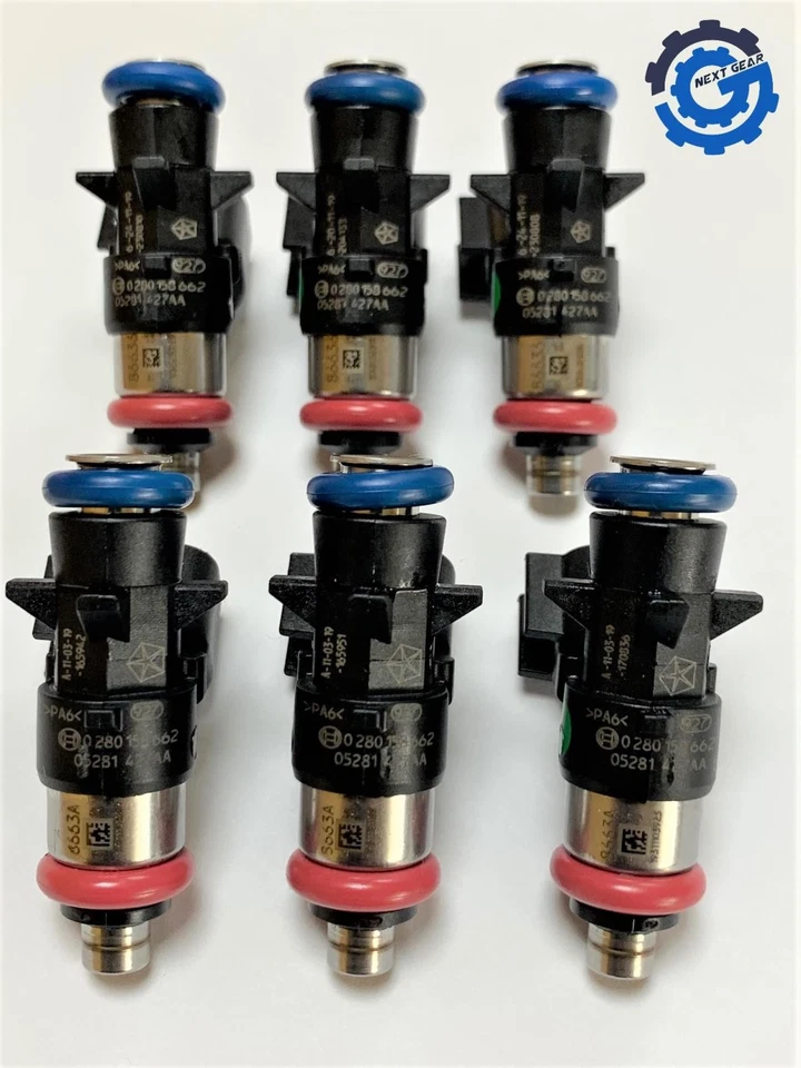 Inyectores de combustible Mopar 17-25 Chrysler Jeep Dodge RAM 3,6 L 5281427AA nuevos 6 piezas OEM Foto 3 de 4