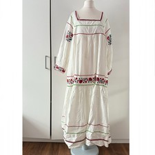 Free People Wonder Why Midi Dress M Embroidered Floral Boho White Square Neck