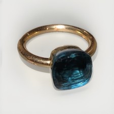 Pomellato Maxi NUDO 18K Gold London Blue Topaz Ring