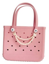 QTMY Boho Pearls Bow Charms for Bogg Bag Accessories Rubber Beach Bag, Boho