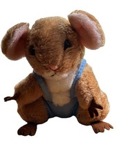 Vtg DAKIN Merry Mouse Plush Brown Blue Overalls 8  Priscilla Hillman 1981