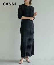 GANNI Halterneck Knit Dress XL Black