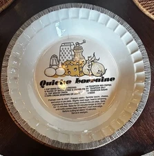 Vintage Quiche Lorraine 11" Baking Pie Dish w/ Printed Recipe