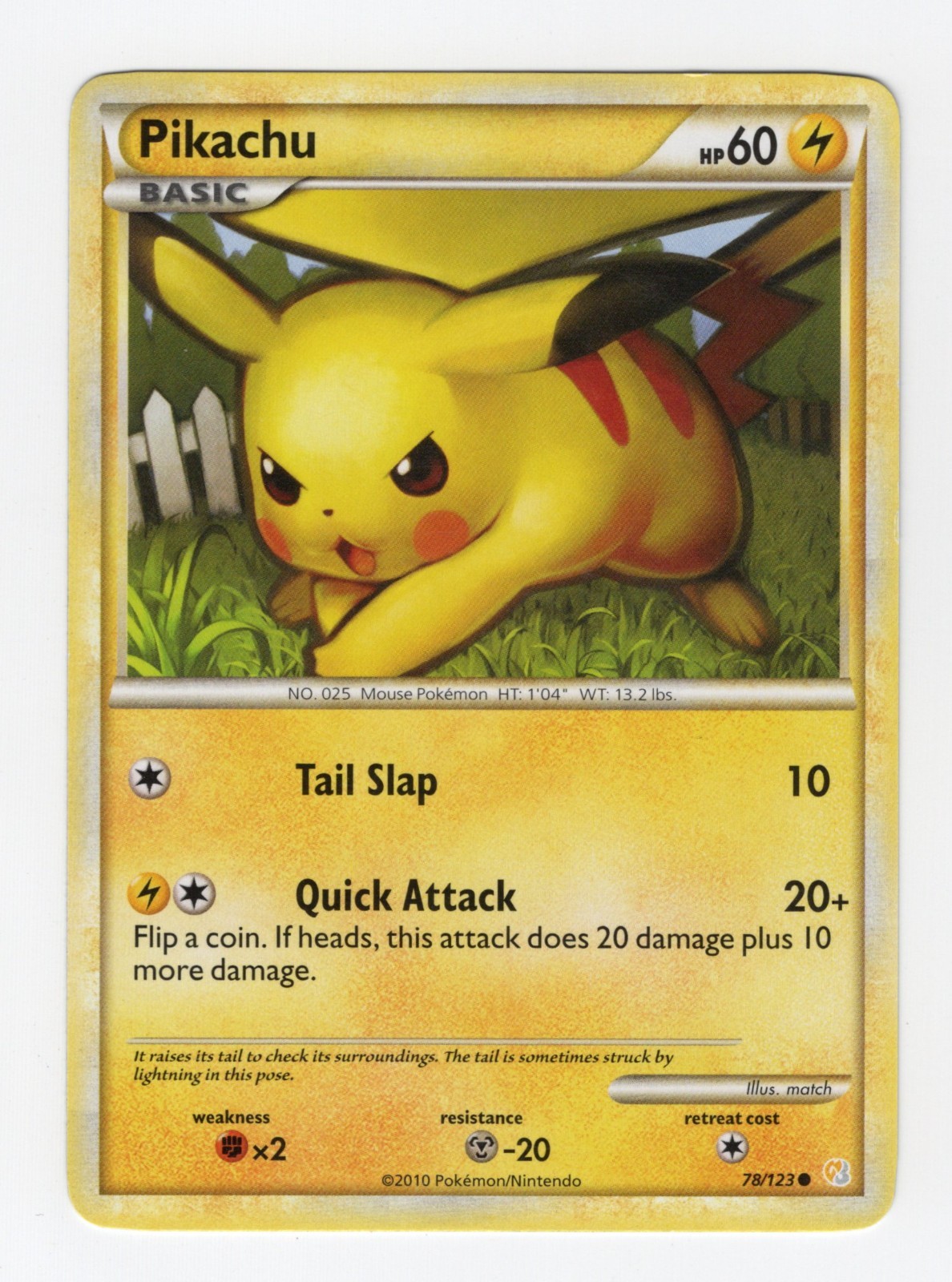 2010 Pokemon Pikachu - #78/123 - Heartgold & Soulsilver - Common LP