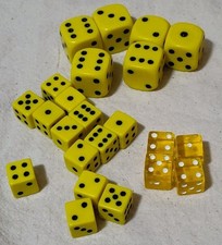 Lot Of 23 Yellow Dice D22