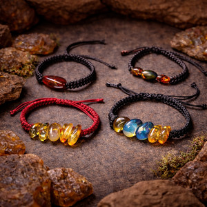Natural Dominican Amber • Handcrafted Adjustable Macramé Bracelet