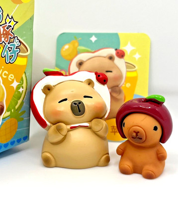 Kawaii Apple Head Costume Capybara Figure Set   Fruit & Nature PVC Collectibles