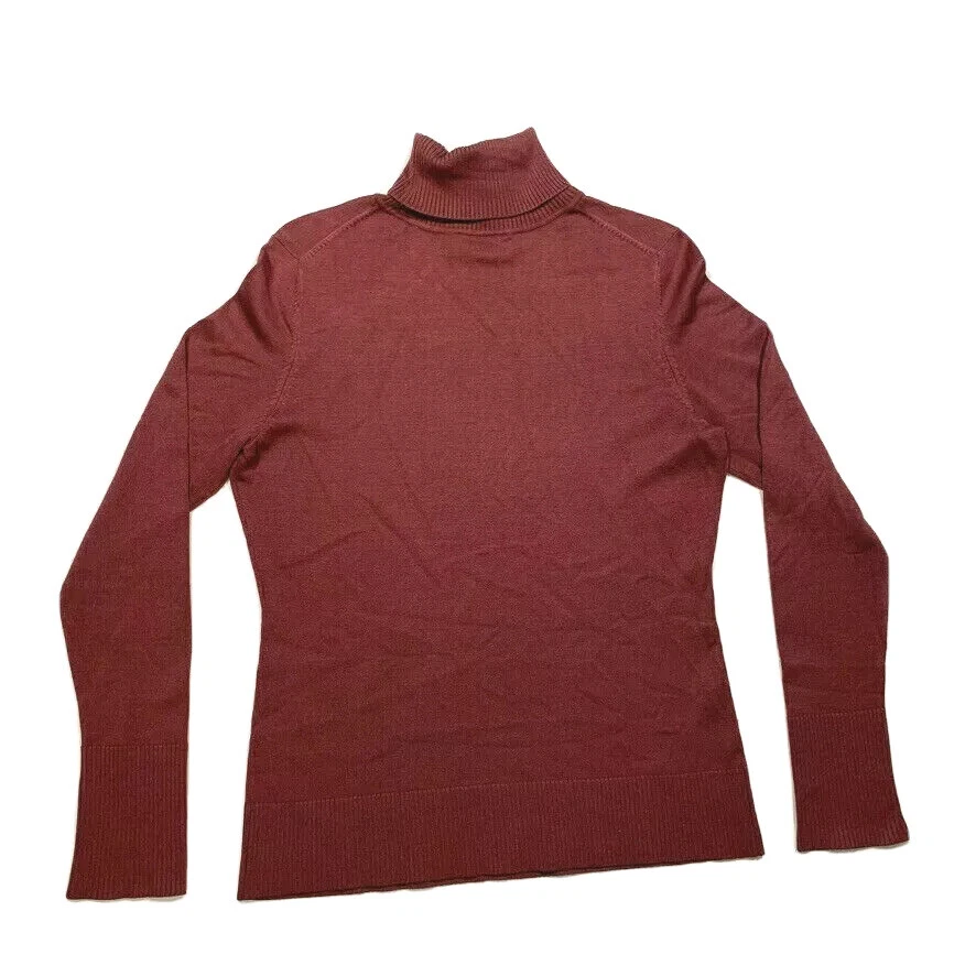 Suéter Ann Taylor Loft Mezcla de Nailon de Seda Acanalado Cuello Alto Elastizado Granate M Usado en Excelente Condición Foto 2 de 4