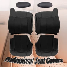 For 1999-2002 GMC Sierra Silverado Driver Passenger Bottom Top Seat Cover Black