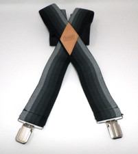 CE Schmidt Workwear Suspenders Black Gray Stripes 4 Clasp Style
