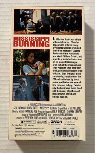 Mississippi Burning VHS Movie Gene Hackman Willem Dafoe- Very Good Condition - Picture 3 of 6