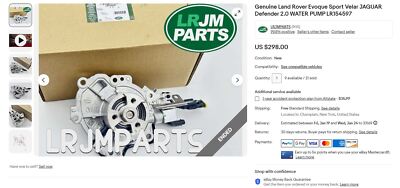 Genuine Land Rover Evoque Sport Velar JAGUAR Defender 2.0 WATER