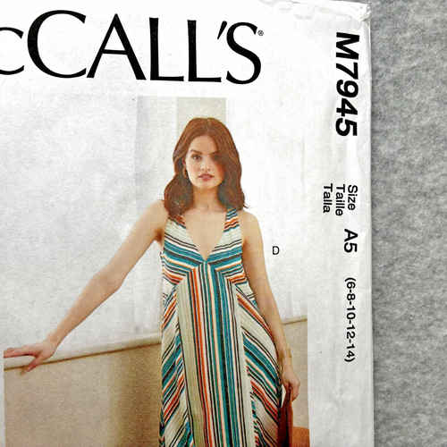 McCalls M7945 Sewing Pattern Summer Maxi Dress Sizes 6-8-10-12-14 A5 Uncut - Picture 2 of 4
