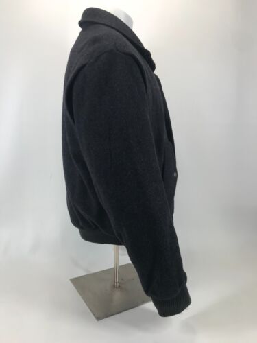 Members Only Jacket Black Wool Biker Bomber Coat Size 40 - Picture 2 of 10