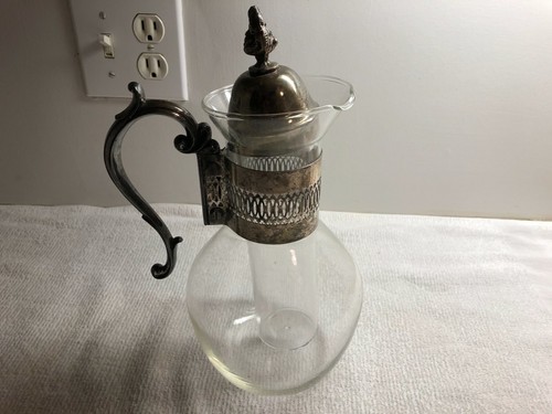 RARE - Corning Glass Coffee Pot/Tea Pitcher - Silver Plt Handle & Lid-Ice Holder - Picture 2 of 12