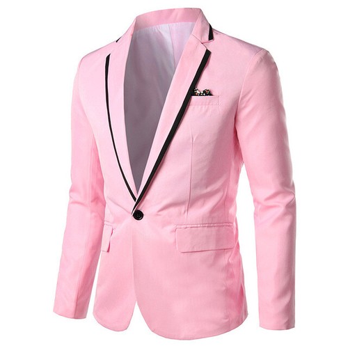 giacca smoking uomo elegante rosa nero morbido bottone slim uomo 1136 | eBay