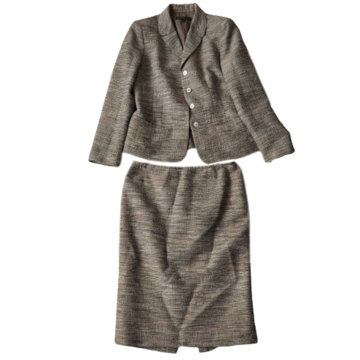 Lafayette 148 Beige Wool Blend Skirt Suit Set Women's Sz