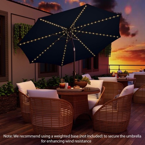 10' Patio Outdoor Market Lighted Umbrella w/112 Solar Lights and Tilt Mechanism - Picture 7 of 11