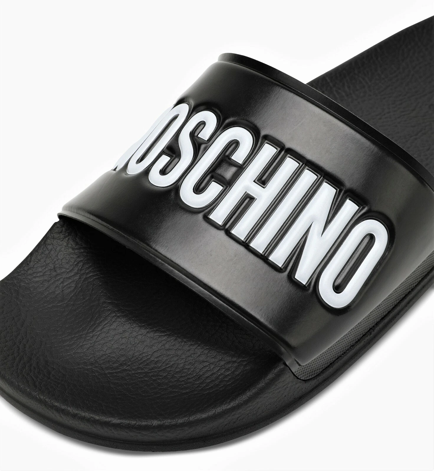 MBT MOSCHINO 'Logo Pool Slide Sandal' Uomo Nero Made in ITALY EUR 42 US 9 **NUOVO CON SCATOLA**