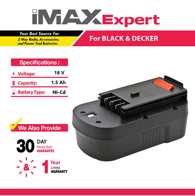 18V 1.5Ah NiCd Battery for Black & Decker HPB18, HPB18-OPE, Firestorm A18