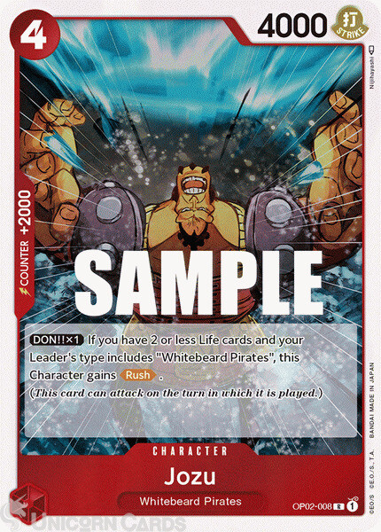 コレクターズカードアルバムワンピースカード OP02-008 Jozu Rare One Piece TCG Card | eBay