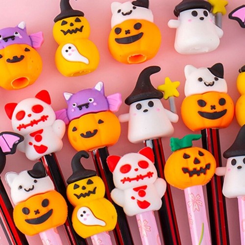 10Pcs Halloween Christmas Pencil Caps Chewing-proof Silicone Pencil Tip Covers - Picture 2 of 17