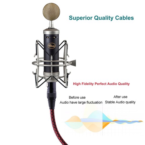 Premium XLR Mikrofon Audiokabel, XLR Stecker auf Buchse ausgewogenes Mikrofonkabel 3 Pin - Bild 3 von 15