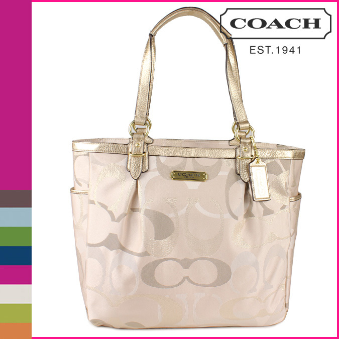 COACH GOLD METALLIC LARGE HANDBAG PURSE NETU… Gem