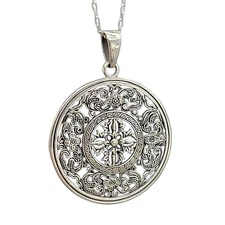 Mandala Double Dorje Pendant 925 Sterling Silver 24" Necklace Amulet & Boxed