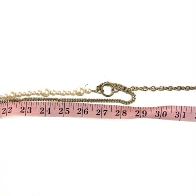 VINTAGE BEBE Pearls And Gold Chain Belt Necklace Women