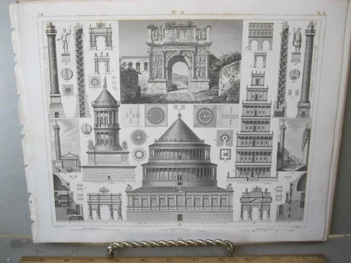 Vintage Print,EARLY ARCHITECTURE 6,Taffle 18,Iconographic,1851