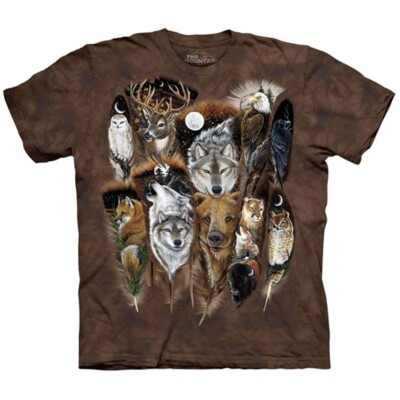 The Mountain Animal Feather Wolf Bear Owl Bison Eagle Deer Fox T-Shirt M-4X