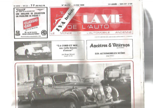 LA VIE DE L'AUTO N°86-22 AUTO. SUERE / JUVA / BENTLEY / ALLUMEUR / CORD & MOI - Bild 1 von 2